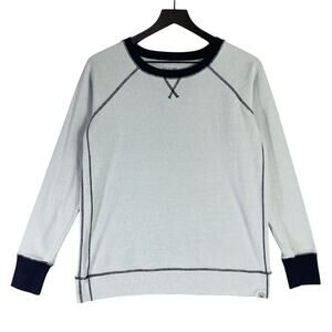 Eddie Bauer Legend Wash Raglan Micro Stripe Crew‎ Sweatshirt Navy Trim Women’s M